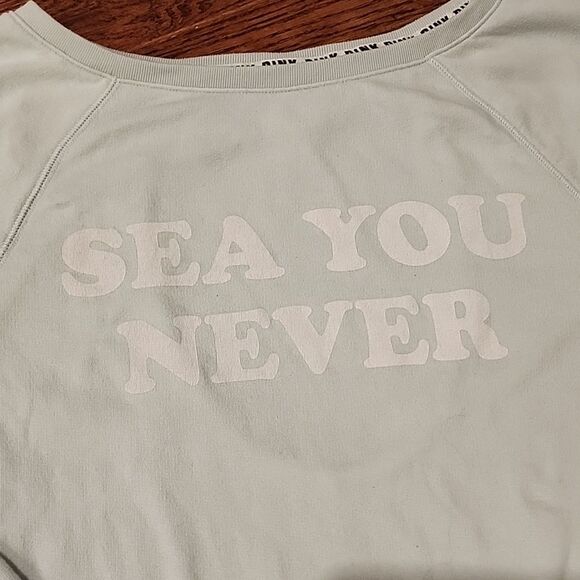 Pink VS Sea you never sweatshirt with open back Hole Women Size XS Light‎ Green - Picture 5 of 10